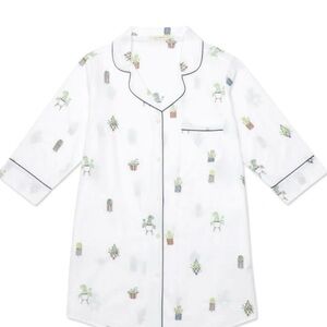 Printfresh white nightshirt with adorable houseplant embroidery